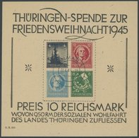 THÜRINGEN Bl. 2t O, 1945, Block Weihnachten, Gelblichgraues Papier, Type III, Mit Dubiosem Stempel WEIMAR 1, Pracht, Ohn - Other & Unclassified