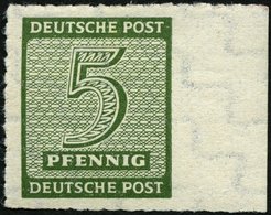 WEST-SACHSEN 116CY **, 1945, 5 Pf. Roßwein, Durchstochen 10, Wz. Y, Rechtes Randstück, Pracht, Gepr. Dr. Jasch, Mi. 110. - Other & Unclassified