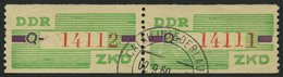 DIENSTMARKEN B D 24Q Paar O, 1959, 10 Pf. Smaragdgrün/braunviolett/rot, Buchstabe Q, Im Waagerechten Paar, Pracht, Mi. 1 - Autres & Non Classés