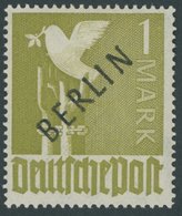 BERLIN 17a *, 1948, 1 M. Lebhaftbräunlicholiv Schwarzaufdruck, Falzrest, Pracht, Gepr. Schlegel, Mi. 60.- - Altri & Non Classificati