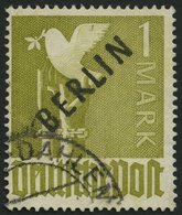 BERLIN 17c O, 1948, 1 M. Schwarzaufdruck, Gelbgrün Fluoreszierend, Pracht, Gepr. Lippschütz, Mi. 160.- - Andere & Zonder Classificatie