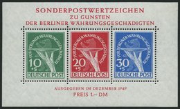 BERLIN Bl. 1II **, 1949, Block Währungsgeschädigte, Beide Abarten, Pracht, R!, Mi. 2500.- - Altri & Non Classificati
