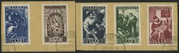 SAARLAND 267-71 BrfStk, 1949, Volkshilfe, Prachtsatz Auf Briefstücken, Fotoattest Geigle, Mi. 650.- - Sonstige & Ohne Zuordnung