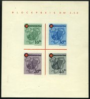 RHEINLAND PFALZ Bl. 1I/V (*), 1949, Block Rotes Kreuz, Type V: Roter Querbalken Des B In Blockpreis Verdickt, Falzrest,  - Sonstige & Ohne Zuordnung