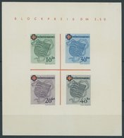 WÜRTTEMBERG Bl. 1I/III (*), 1949, Block Rotes Kreuz, Type III: Zwei Blaue Schräglinien Rechts Von Der 30, Pracht, Mi. 15 - Autres & Non Classés