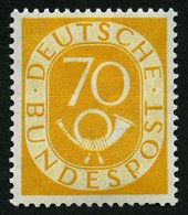 BUNDESREPUBLIK 136 **, 1952, 70 Pf. Posthorn, Unten Ein Kürzerer Zahn Sonst Pracht, Mi. 500.- - Autres & Non Classés