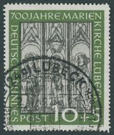 BUNDESREPUBLIK 139II O, 1951, 10 Pf. Marienkirche Mit Abart Grüner Punkt Im Ü Von Lübeck, Sonderstempel, Pracht, Mi. -.- - Autres & Non Classés