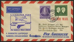 ERST-UND ERÖFFNUNGSFLÜGE 2482 BRIEF, 6.6.54, Hamburg-Chicago, Frankiert Mit Berlin Nr. 105, Prachtbrief - Storia Postale