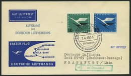 DEUTSCHE LUFTHANSA 18 BRIEF, 1.4.1955, Düsseldorf-Frankfurt/Main, Prachtbrief - Oblitérés