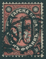 BULGARIEN 24 O, 1885, 50 Auf 1 Fr. Schwarz/rot, Pracht, Gepr. Drahn, Mi. 450.- - Sonstige & Ohne Zuordnung