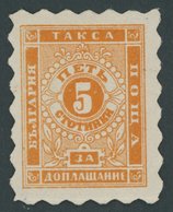 BULGARIEN P 1A *, Portomarken: 1884, 5 St. Orange, Gezähnt A, Falzreste, Pracht, Mi. 800.- - Otros & Sin Clasificación