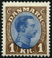 DÄNEMARK 128 *, 1922, 1 Kr. Braun/blau, Type I (Facit 161a), Falzreste, Pracht, Facit 600.- Skr. - Sonstige & Ohne Zuordnung