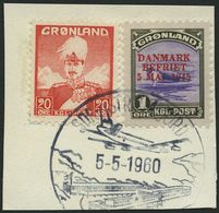 GRÖNLAND - DÄNISCHE POST 17,26 BrfStk, 1960, 1 Ø DANMARK/BEFRIET Mit 20 Ø Zusatzfrankatur Auf Prachtbriefstück - Used Stamps