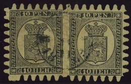 FINNLAND 7Cx Paar O, 1867, 10 P. Schwarz Auf Gestreiftem Sämischem Papier (Facit 7v1C3), Im Waagerechten Paar Mit Allen  - Autres & Non Classés