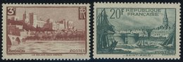 FRANKREICH 412,415 **, 1938, 3 Fr. Papstpalast Und 20 Fr. Hafen Von St. Malo, Postfrisch, 2 Prachtwerte - Autres & Non Classés