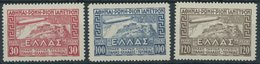 GRIECHENLAND 352-54 **, 1933, Graf Zeppelin, Prachtsatz, Mi. 380.- - Sonstige & Ohne Zuordnung