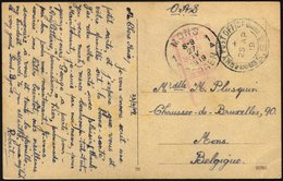 BRITISCHE MILITÄRPOST 1919, K2 ARMY POST OFFICE Und Schwacher Zensurstempel Auf Feldpost-Ansichtskarte Nach Mons/Belgien - Gebraucht