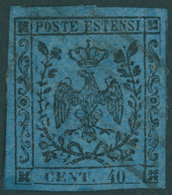 MODENA 5IIa O, 1852, 40 C. Schwarz Auf Blau, Type II, Breitrandig, Pracht, Mi. 120.- - Modena