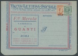 ITALIEN B 129IIa BRIEF, 1922, 20 C. Braunorange, Type II, Mit Blauem Aufdruck B.L.P. Und 5 C. Beifrankatur Auf Ungebrauc - Neufs