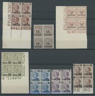 ITALIEN 166-72 VB **, 1923, 71/2 C. Auf 85 C. - 50 C. Auf 55 C. König Viktor Emanuel III In Viererblocks, Teils Aus Der  - Mint/hinged