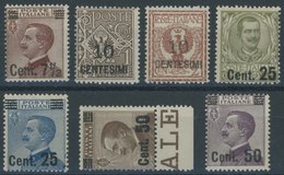 ITALIEN 166-72 **, 1923, 71/2 C. Auf 85 C. - 50 C. Auf 55 C. König Viktor Emanuel III Postfrischer Prachtsatz, Mi. 90.- - Mint/hinged