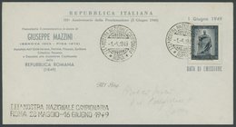 ITALIEN 777 BRIEF, 1949, 20 L. Giuseppe-Mazzini Denkmal Auf FDC, Feinst, Mi. 90.- - Ungebraucht