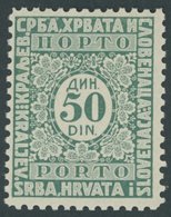 PORTOMARKEN P 61IIA *, 1921, 50 Din. Dunkelgrün, Type II, Falzrest, Pracht - Impuestos