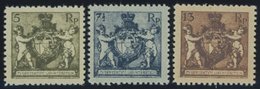 LIECHTENSTEIN 48/9,51B **, 1921, 5, 71/2 Und 13 Rp. Landeswappen, Gezähnt L 121/2, Postfrisch, 3 Prachtwerte, Mi. 115.- - Sonstige & Ohne Zuordnung