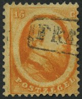 NIEDERLANDE 6 O, 1864, 15 C. Dunkelorange, Pracht, Mi. 110.- - Used Stamps