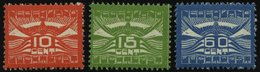 NIEDERLANDE 102-04 *, 1921, Flugpostmarken, Falzrest, Prachtsatz - Usati