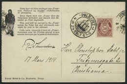 NORWEGEN 87 BRIEF, 1924, Fram - Karte, Rechts Gezähnt, Von POLHAVET Nach Christiania, Pracht - Used Stamps