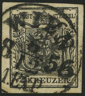 ÖSTERREICH 2Ya O, 1854, 2 Kr. Schwarz, Maschinenpapier, Type IIIa, K1 WIEN 1. EXP., Breitrandig, Pracht, Befund Dr. Ferc - Used Stamps
