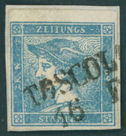 ÖSTERREICH BIS 1867 6I BrfStk, 1852, 0.6 Kr. Blau, Type Ib, L2 TOSCOL(ANO) Auf Knappem Briefstück, Pracht, Fotobefund Dr - Usados