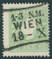 ÖSTERREICH BIS 1867 12a O, 1859, 3 Kr. Grün, Pracht, Mi. 180.- - Used Stamps