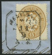 ÖSTERREICH 28 BrfStk, 1863, 15 Kr. Braun Mit Rahmenstempel MARIAHILF IN WIEN, Prachtbriefstück - Usati