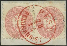 ÖSTERREICH 32 Paar BrfStk, 1863, 5 Kr. Rosa Im Waagerechten Paar Mit Zentrischem Ovalen Roten PEST RECOMMANDIRT, Ryan Nr - Usados