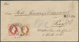 ÖSTERREICH 37II,39II BRIEF, 1879, 5 Kr. Rot Und 15 Kr. Braun, Feiner Druck, Auf Reco-Brief Von WIEN ALSERGRUND Nach Prag - Used Stamps