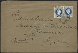 ÖSTERREICH 38II Paar BRIEF, 1882, 10 Kr. Blau, Feiner Druck, Im Waagerechten Paar Auf Reco-Brief Von Schlesien Nach Trop - Used Stamps