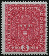 ÖSTERREICH 205I *, 1917, 3 Kr. Dunkellilarot, Type I, Falzrest, Pracht, Mi. 60.- - Oblitérés