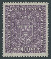 ÖSTERREICH 1867-1918 211IA *, 1919, 10 Kr. Schwärzlichbraunviolett, Type I, Falzrest, Pracht, Mi. 75.- - Oblitérés