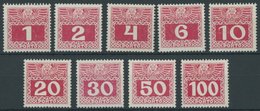 PORTOMARKEN P 34-44x *, 1908, 1 - 100 H. Lebhaftlilarot, Kreidepapier, Falzreste, Prachtsatz (9 Werte), Mi. 85.- - Portomarken