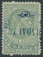 TELEGRAFENMARKEN T 5A O, 1873, 40 Kr. Grün, Gezähnt L 101/2, Mit Blauem Stempel!, Pracht, Mi. (250.-) - Télégraphe