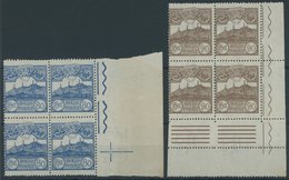 SAN MARINO 77/8 VB **, 1923, 80 C. Blau Und 90 C. Braun In Eckrandviererblocks, Postfrisch, Pracht - Sonstige & Ohne Zuordnung