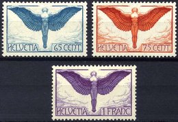SCHWEIZ BUNDESPOST 189-91x *, 1924, Flugpost, Gewöhnliches Papier, Falzreste, Prachtsatz - 1843-1852 Federal & Cantonal Stamps
