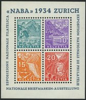 SCHWEIZ BUNDESPOST Bl. 1 **, 1934, Block NABA, Pracht, Mi. 900.- - 1843-1852 Federal & Cantonal Stamps