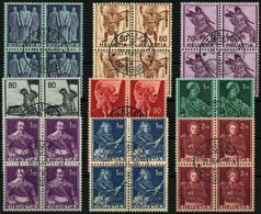 SCHWEIZ BUNDESPOST 377-85 VB O, 1941, Historische Darstellungen In Zentrisch Gestempelten Viererblocks, Prachtsatz - 1843-1852 Federal & Cantonal Stamps