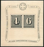 SCHWEIZ BUNDESPOST Bl. 8 **, 1943, Block 100 Jahre Briefmarken, Pracht, Mi. 100.- - 1843-1852 Federal & Cantonal Stamps