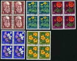 SCHWEIZ BUNDESPOST 687-91 VB O, 1959, Pro Juventute In Viererblocks Mit Zentrischen Ersttagsstempeln, Prachtsatz - 1843-1852 Federal & Cantonal Stamps