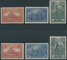 SOWJETUNION 394-96A/B **, 1930, Revolution Von 1905, Gezähnt Und Ungezähnt, 2 Postfrische Prachtsätze - Sonstige & Ohne Zuordnung