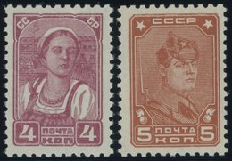 SOWJETUNION 647/5 **, 1937, 4 K. Und 5 K. Werktätige, Ohne Wz., 2 Postfrische Prachtwerte, Mi. 180.- - Autres & Non Classés